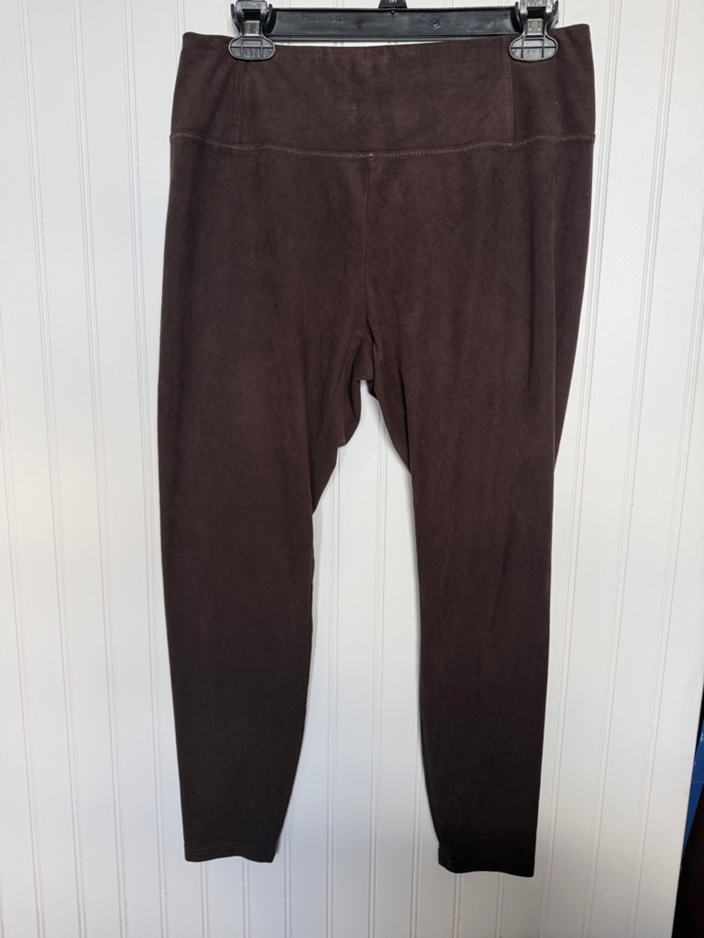 Lys Nour Solid Brown Stretch Leggings large